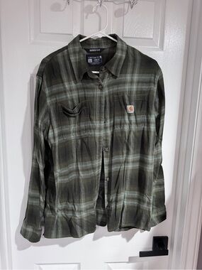 Carhartt Women’s Olive Green Plaid Shirt